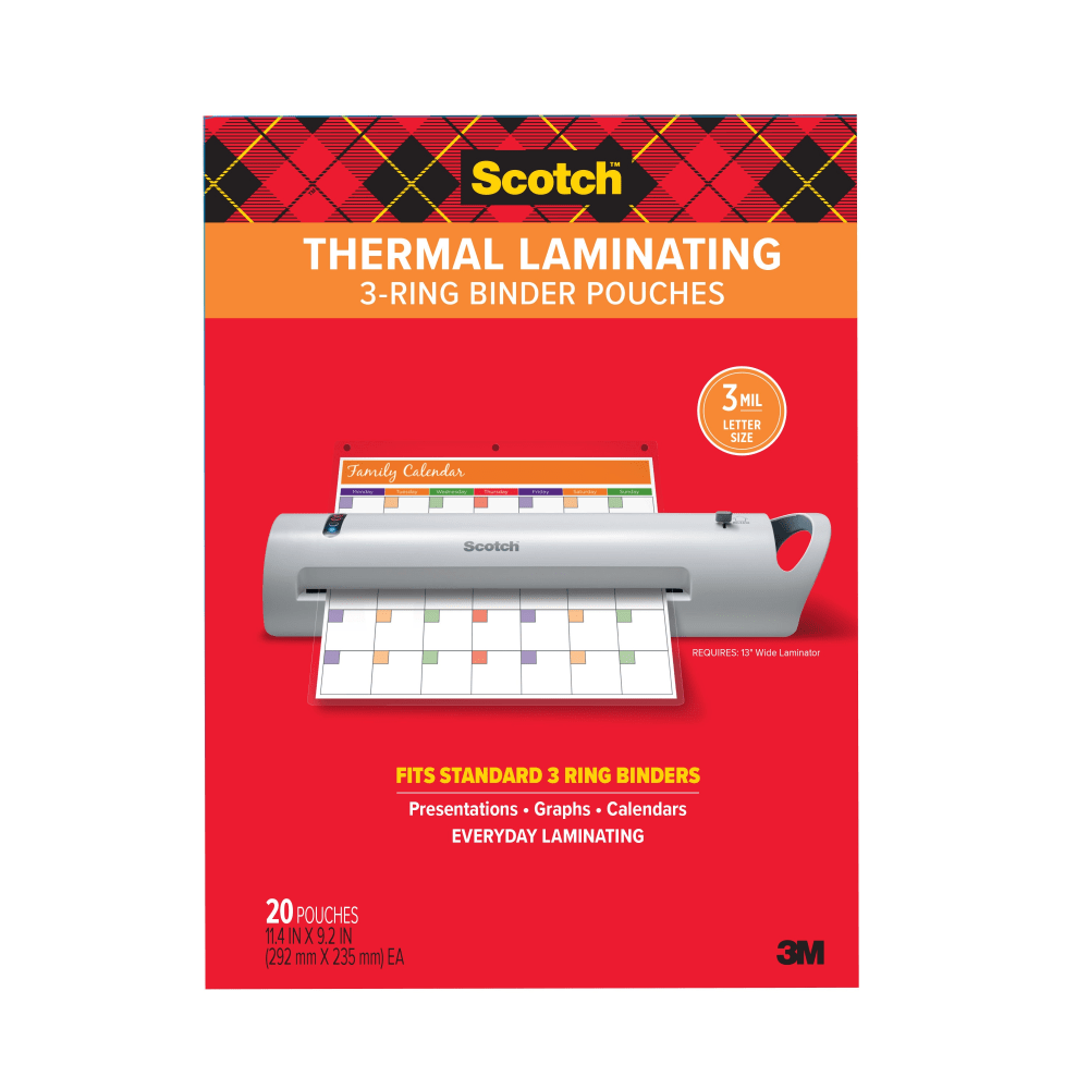 Scotch™ Laminating Binder Pouches TP3854-20B, 9.25 in x