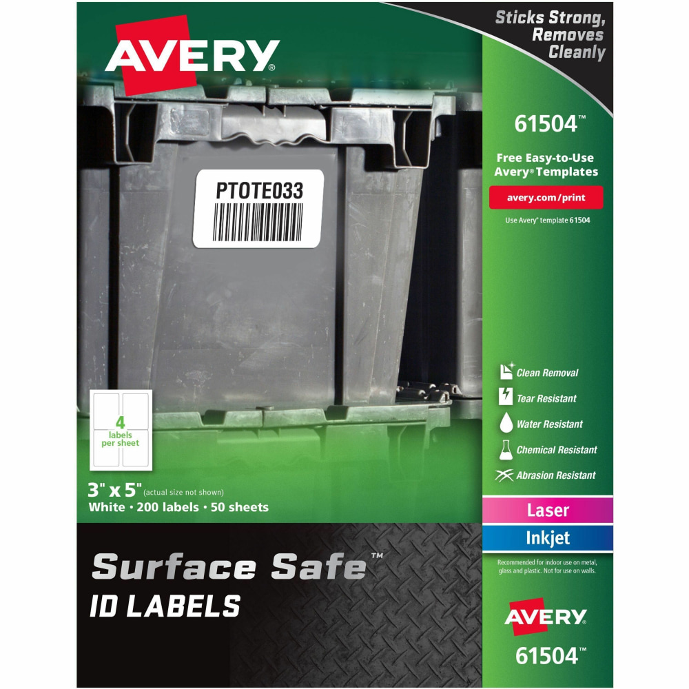Avery® Surface Safe ID Labels - Removable Adhesive
