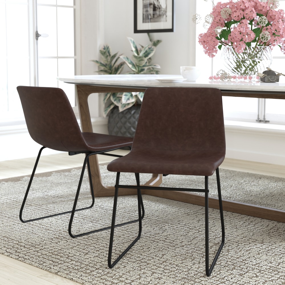 Flash Furniture Commercial Grade Dining Chairs, Brown/Black, Set