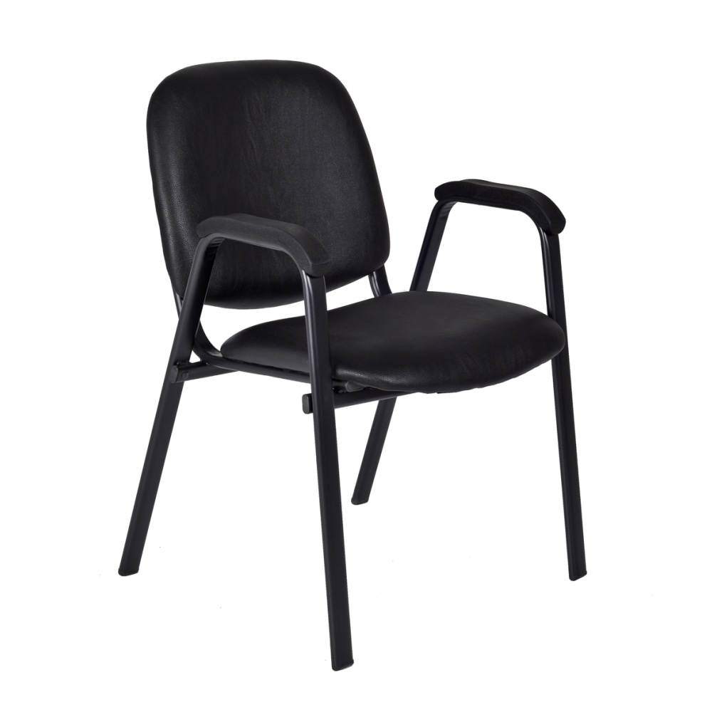 Regency Ace Vinyl Stacking Chair With Arms, Black