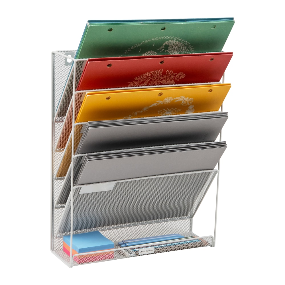Mind Reader 5-Tier Vertical File Storage Basket, 16"H