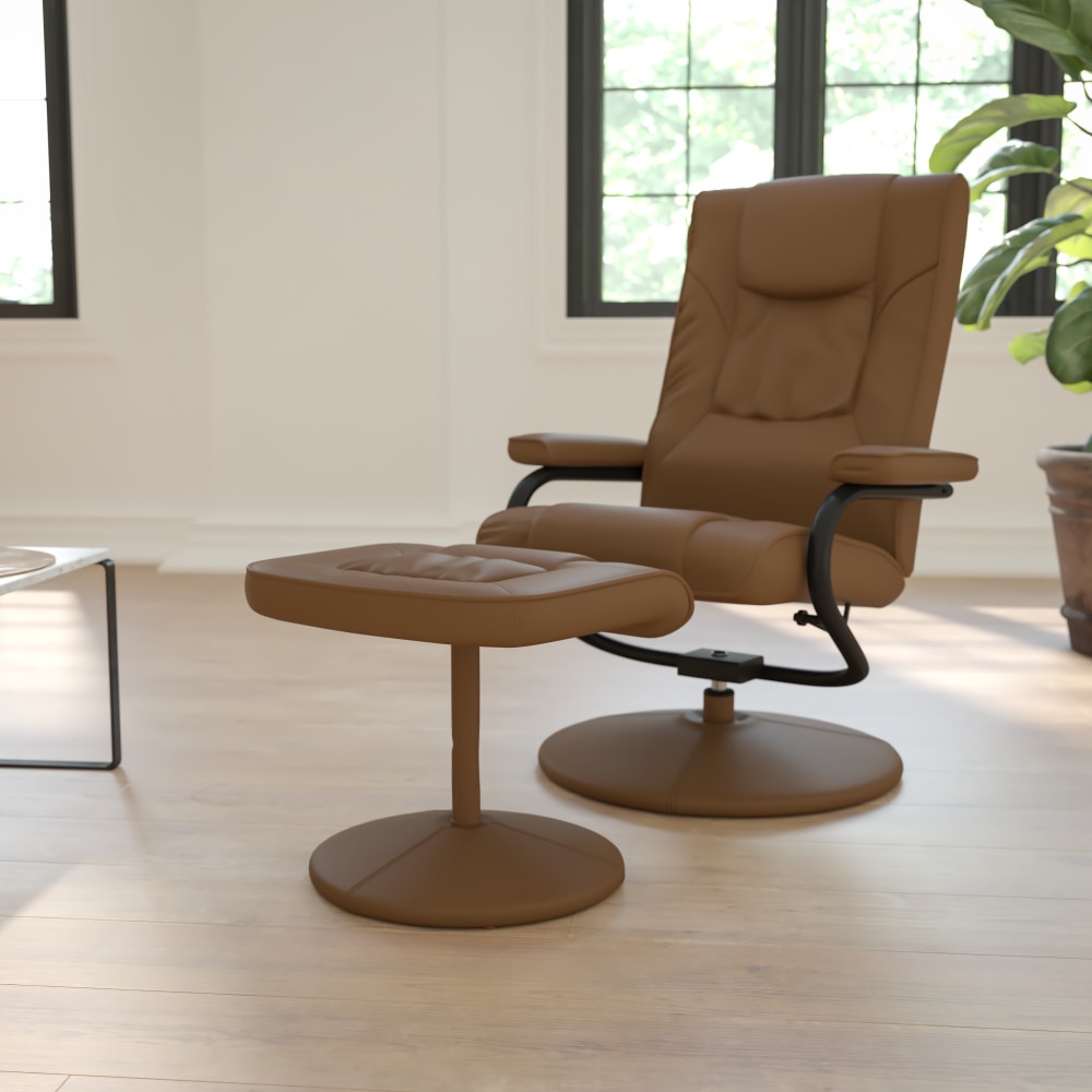 Flash Furniture Contemporary Recliner With Wrapped Base Ottoman,