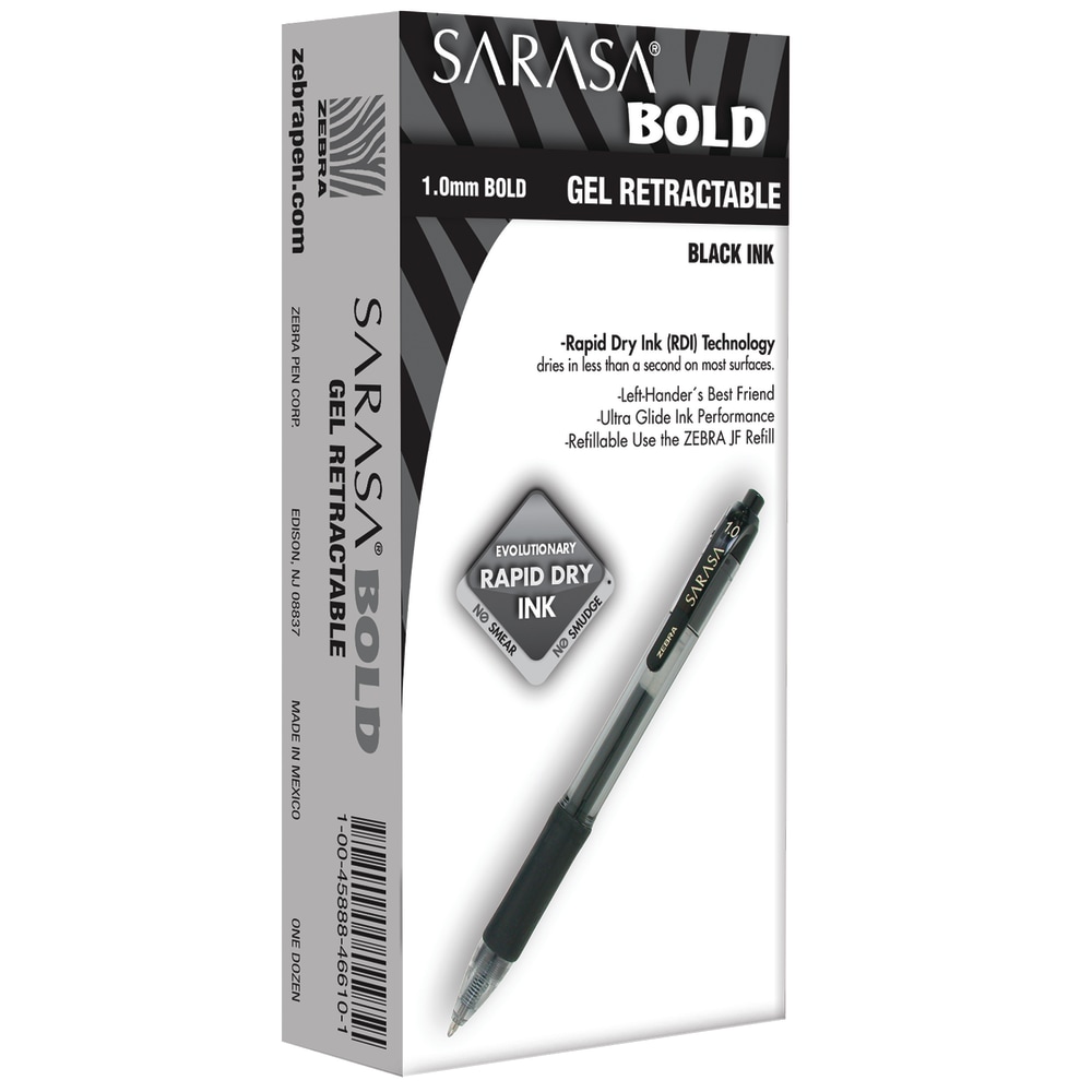 TUL® GL Series Retractable Gel Pens, Bold Point, 1.0 mm, Silver Barrel, Black Ink, Pack Of 4 Pens