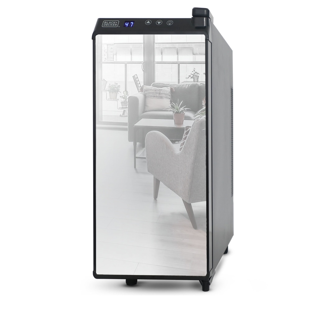 Black+Decker Wine Cellar, 12-Bottle, Mirrored/Black