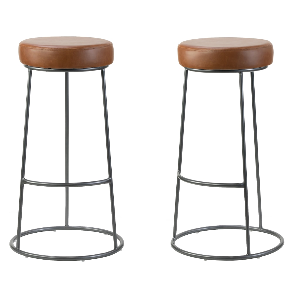 Glamour Home Amie Bar Stools, Gunmetal Gray/Brown, Set