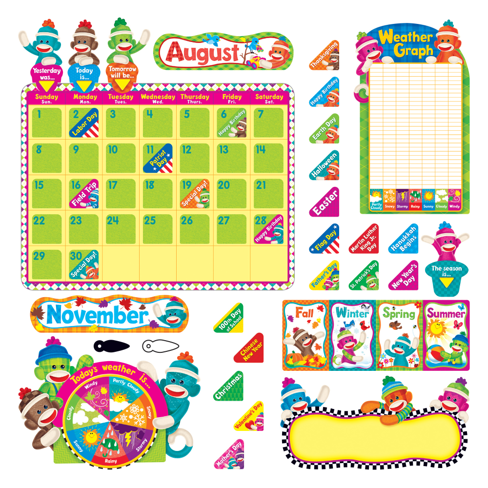 TREND Sock Monkeys Calendar Set, 17 1/2" x