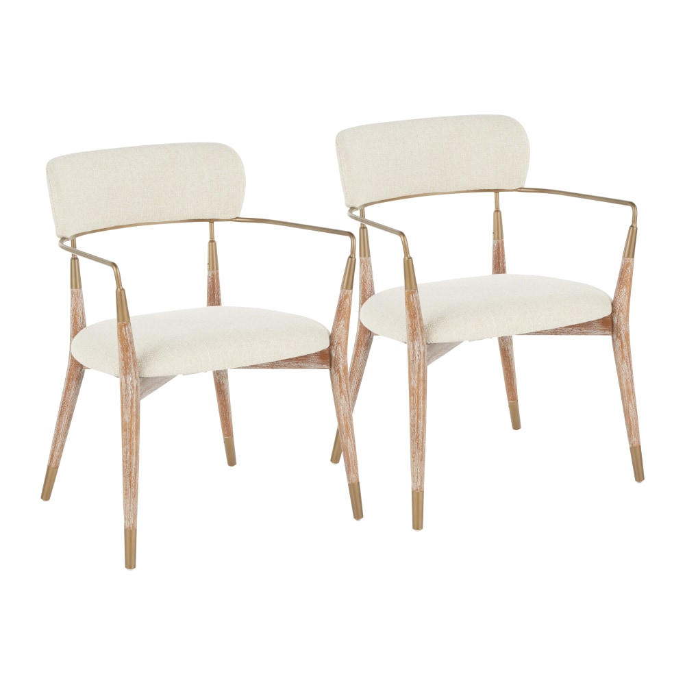 LumiSource Savannah Chairs, Cream/Copper/White Washed, Set Of 2