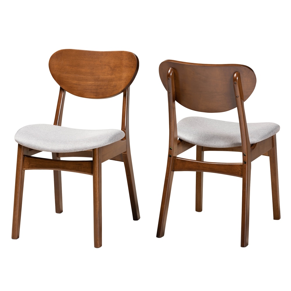 Baxton Studio Katya Dining Chairs, Gray/Walnut Brown, Set