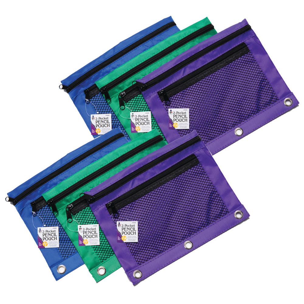 Charles Leonard Mesh Front Pencil Pouches, 10" x