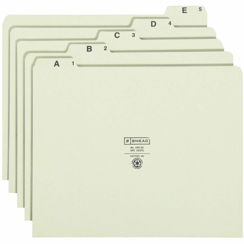 Smead® A-Z Pressboard File Guides, 1/5 Cut, Letter