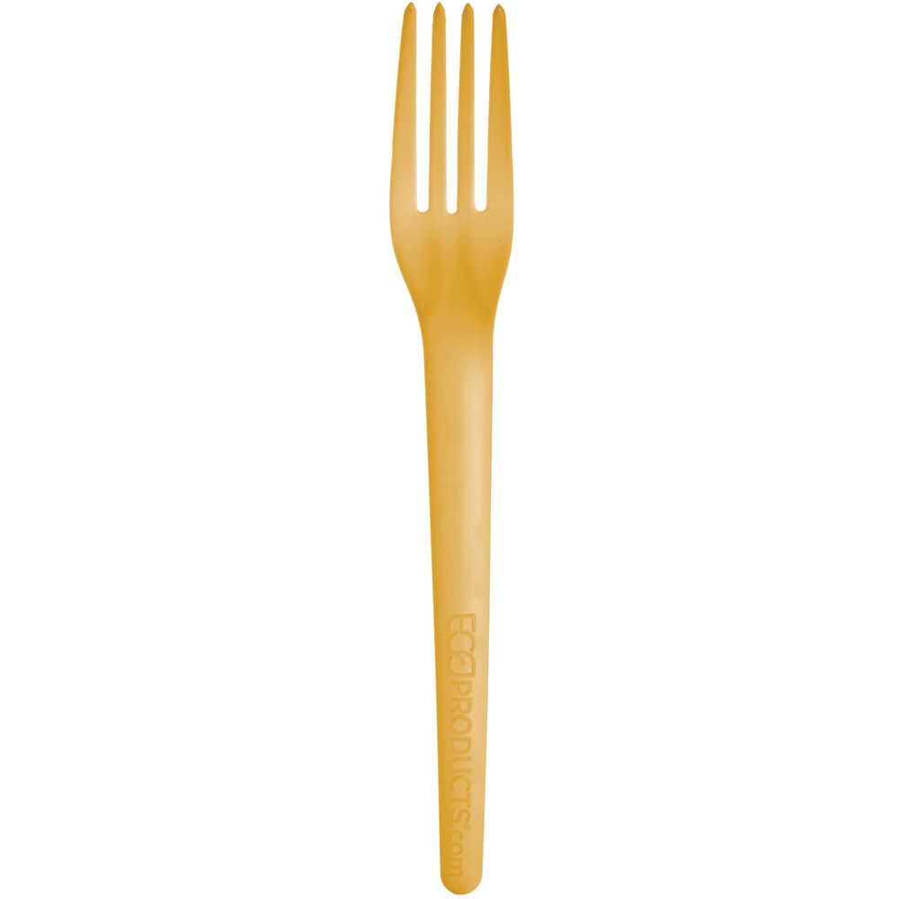 Eco-Products Plantware Dinner Forks, 7", Yellow, Pack Of