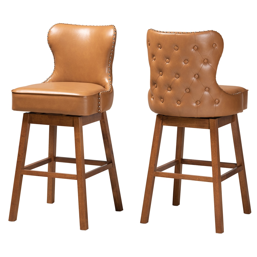 Baxton Studio Gradisca Faux Leather Swivel Bar Stools,