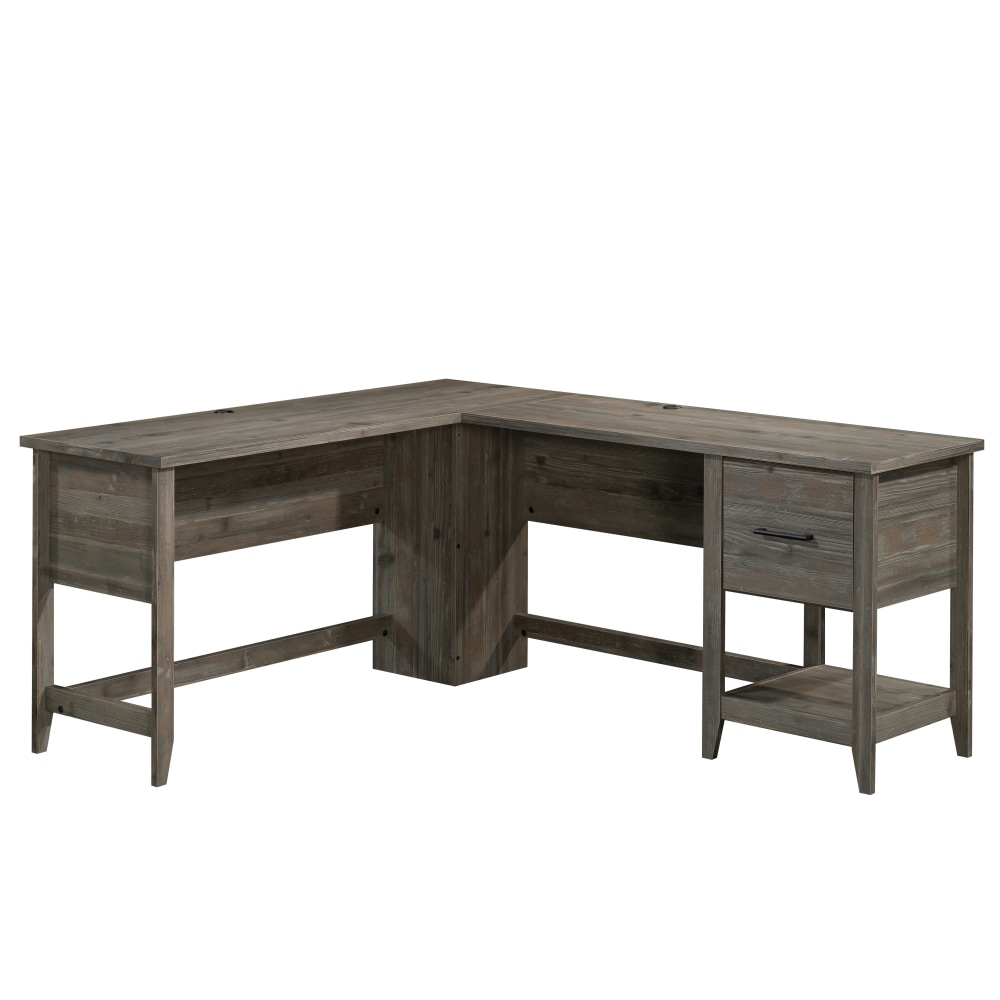 Sauder Summit Station 59"W L-Shaped Desk, Pebble Pine