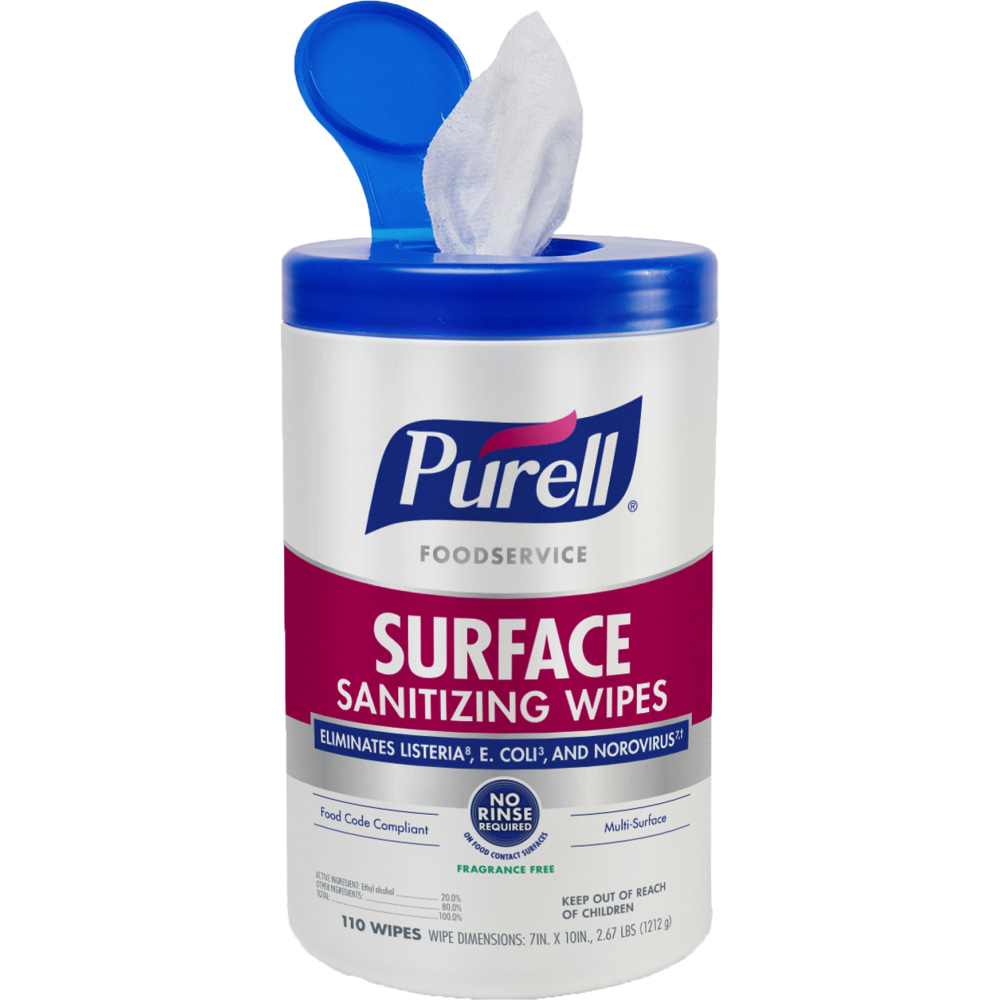 Purell Foodservice Surface Sanitizing Wipes, 110 Wipes