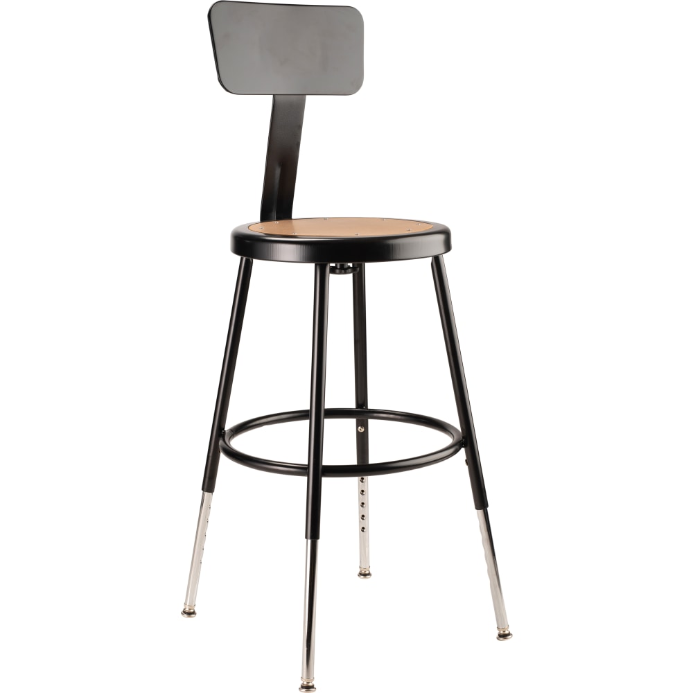 National Public Seating Adjustable Hardboard Stool With Back,