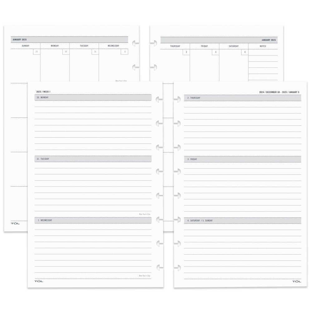 2025 TUL® Discbound Weekly/Monthly Planner Refill Pages, Junior