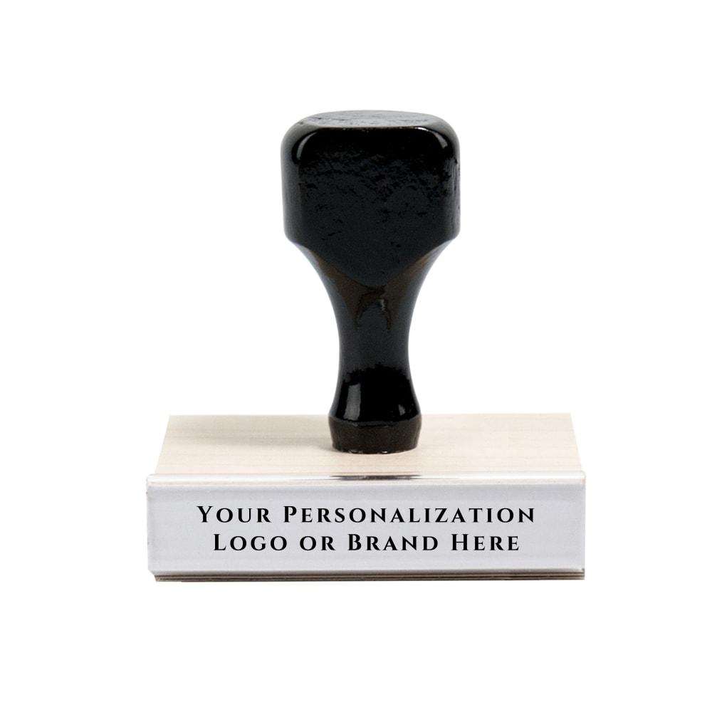 Custom Wood Handle Traditional Rubber Stamp, Rectangle, 1"