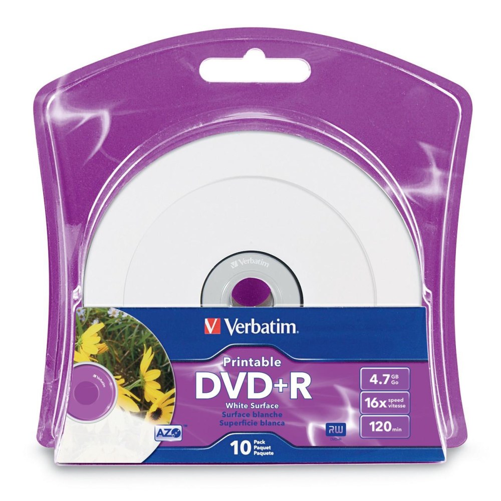 Verbatim DVD+R 4.7GB 16X White Inkjet Printable with