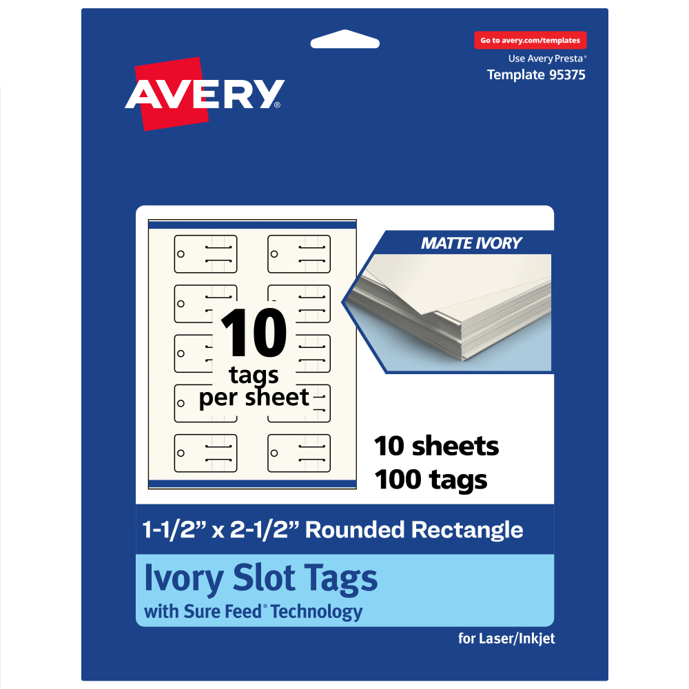 Avery® Print-To-The-Edge Slot Tags With Sure Feed® Technology,