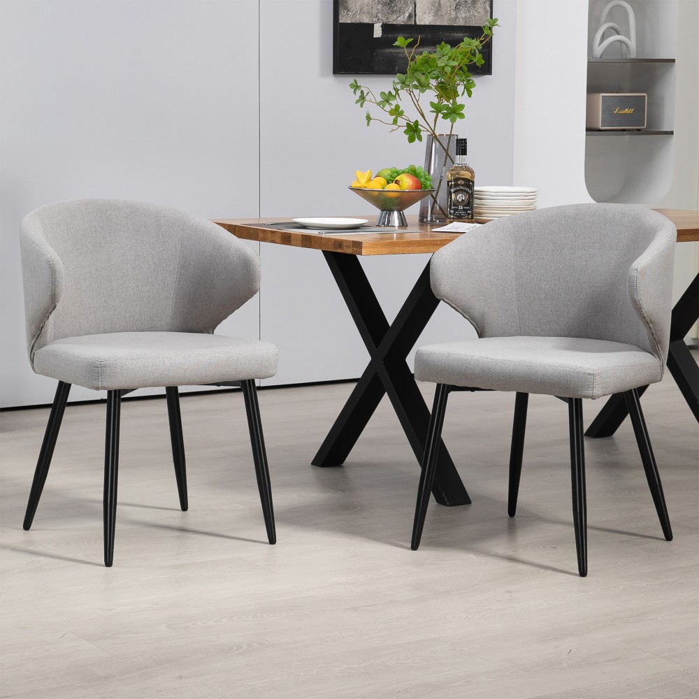 Glamour Home Bard Fabric Dining Accent Chairs, Gray,