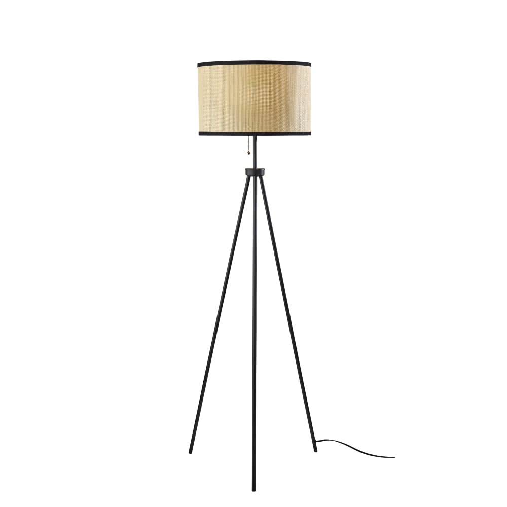 Adesso Raven Floor Lamp, 58-1/2"H, Natural/Black