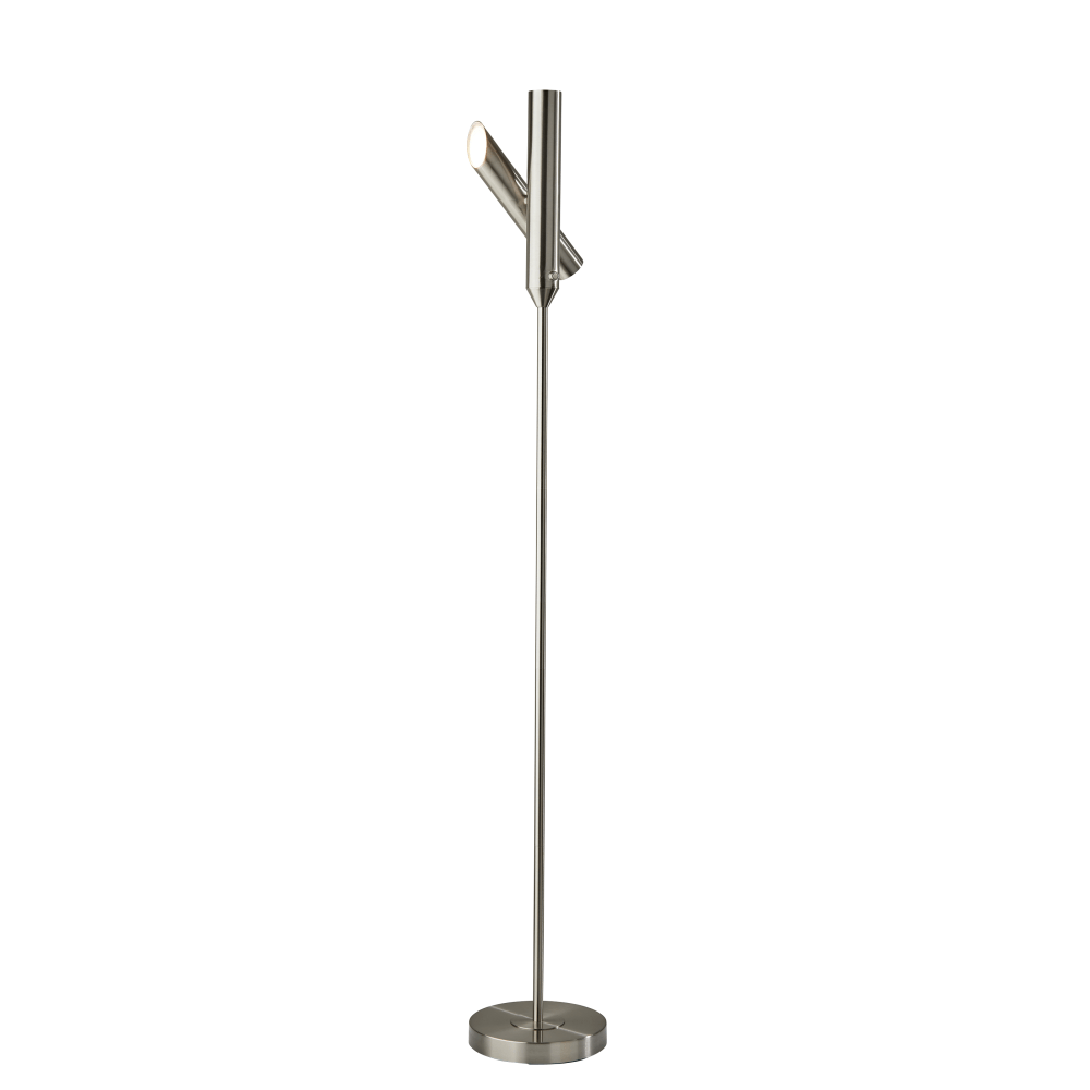 Adesso Vega LED Torchiere Lamp, 68"H, Brushed Steel