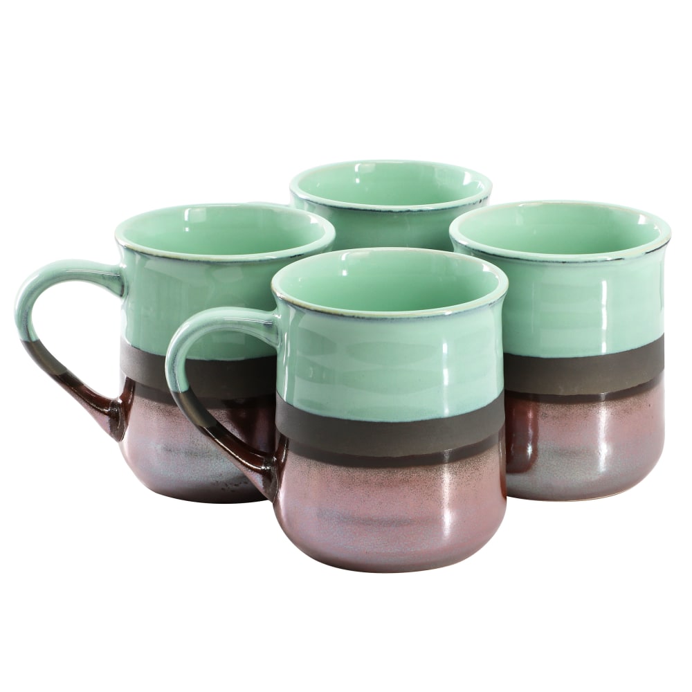 Gibson Home Copper Tonal 4-Piece Stoneware Cup Set,