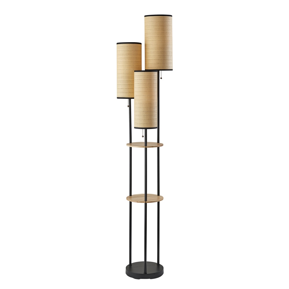 Adesso Trio 2-Shelf Floor Lamp, 68-1/2"H, Natural/Black