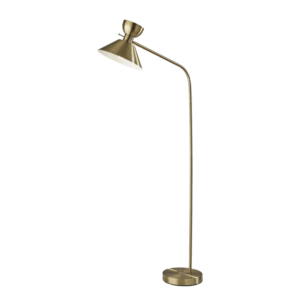 Adesso Duke Floor Lamp, 67-1/2"H, Antique Brass