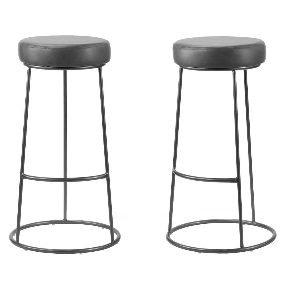Glamour Home Amie Bar Stools, Gunmetal/Gray, Set Of