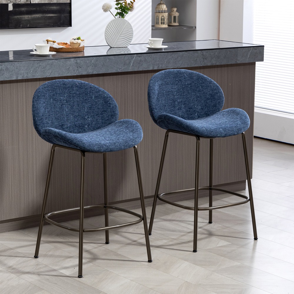 Glamour Home Benedetta Upholstered Fabric Counter-Height Stools