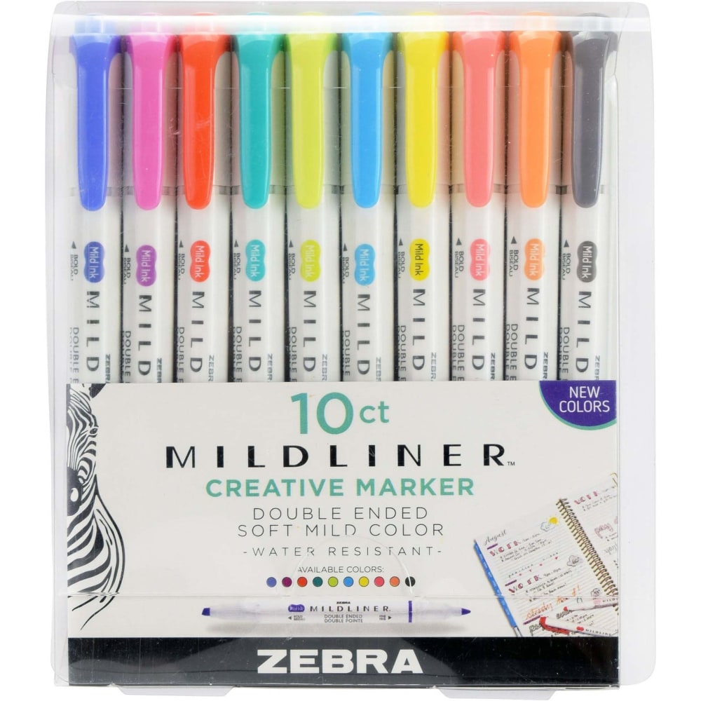 Zebra Pen Mildliner Double-ended Assorted Highlighter Set 10PK