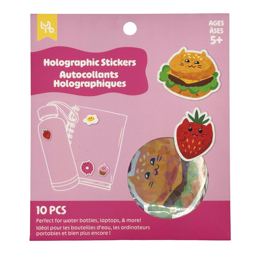 Little Yellow Bicycle Holographic Stickers, Kawaii Food, Sheet