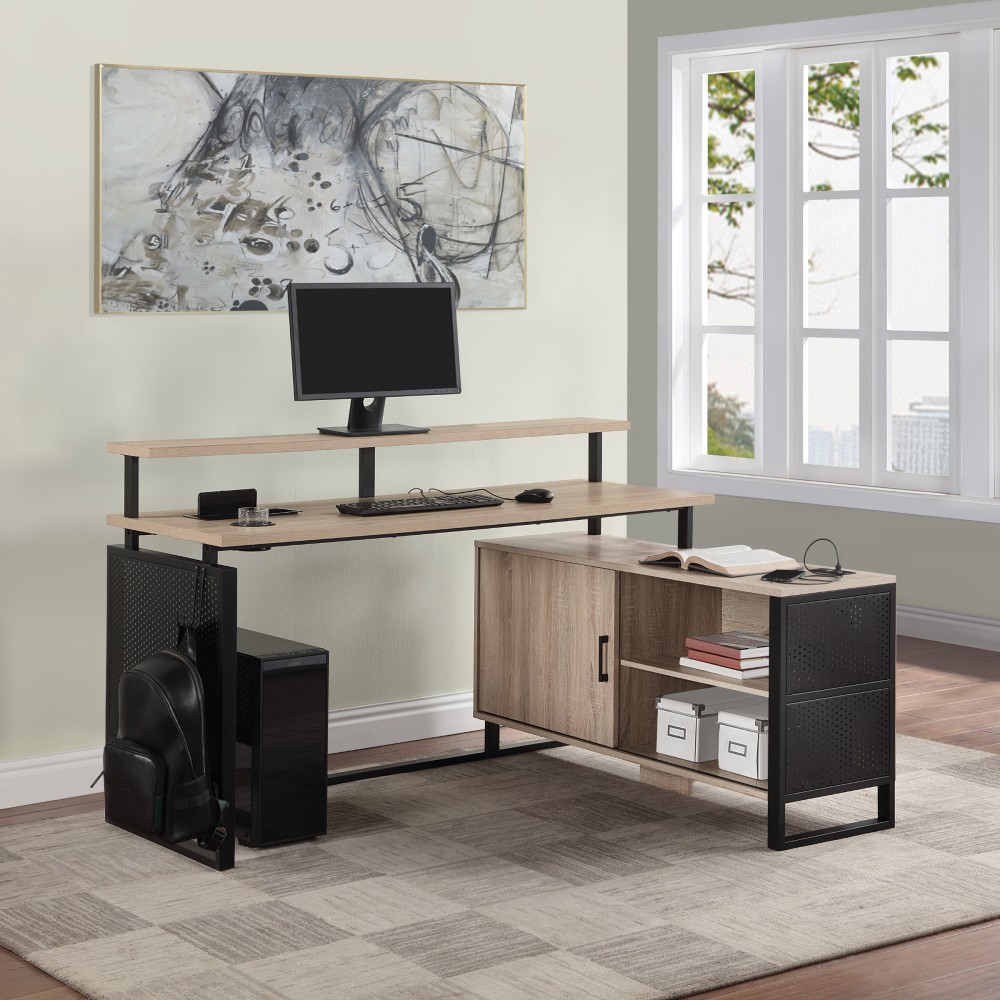Office Star Ace 60"W L-Shaped Corner Desk, River