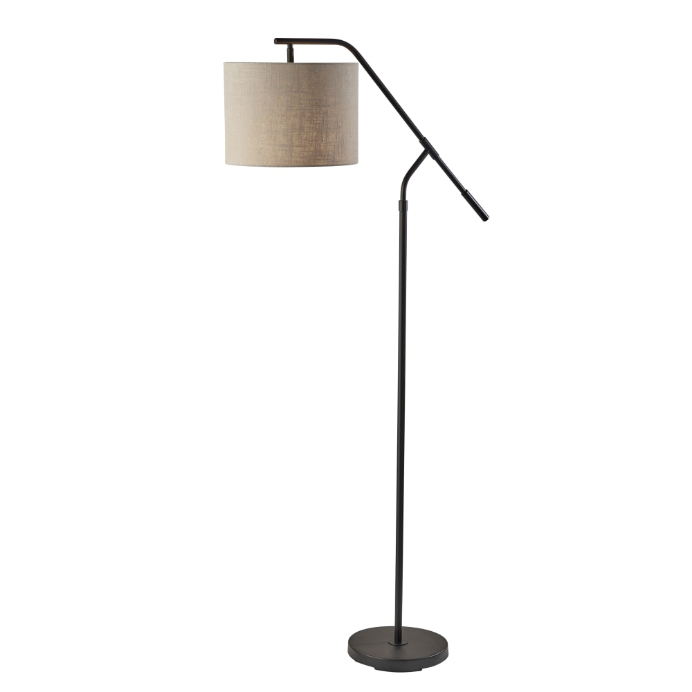 Adesso Simplee Milo Floor Lamp, 60"H, Black/Light Brown