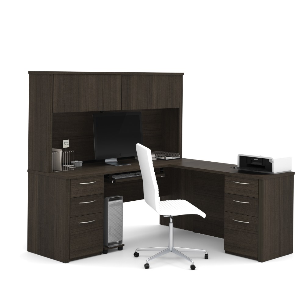 Bestar Embassy 72”W L-Shaped Corner Desk With Hutch