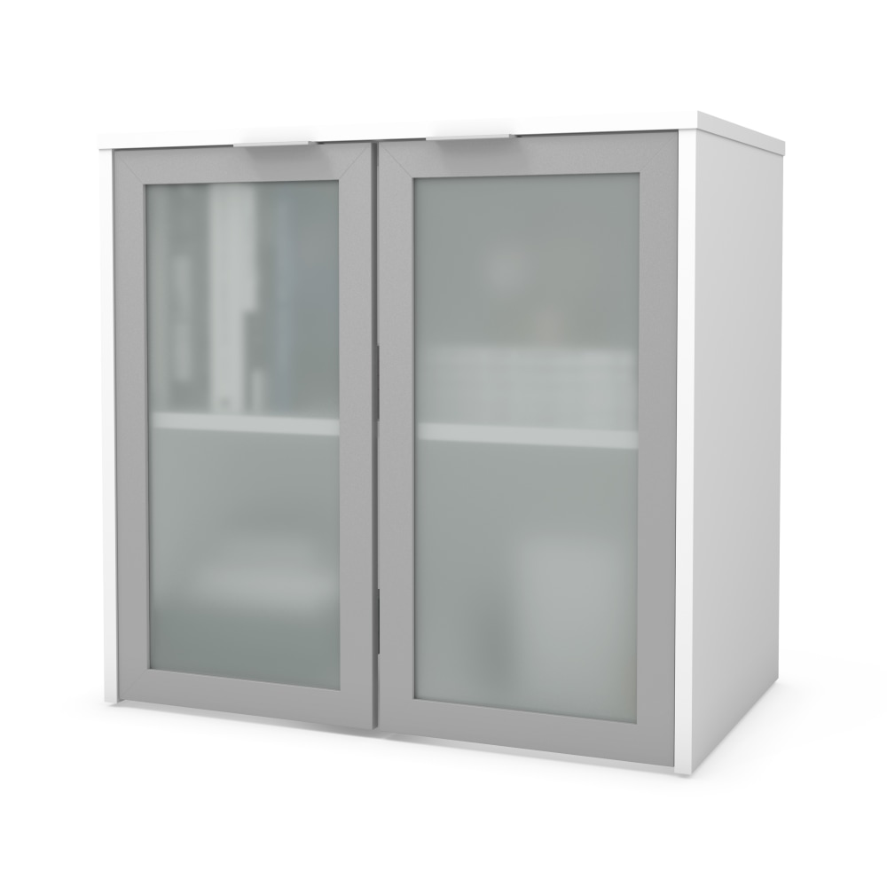 Bestar i3 Plus 31"W Hutch With Frosted Glass