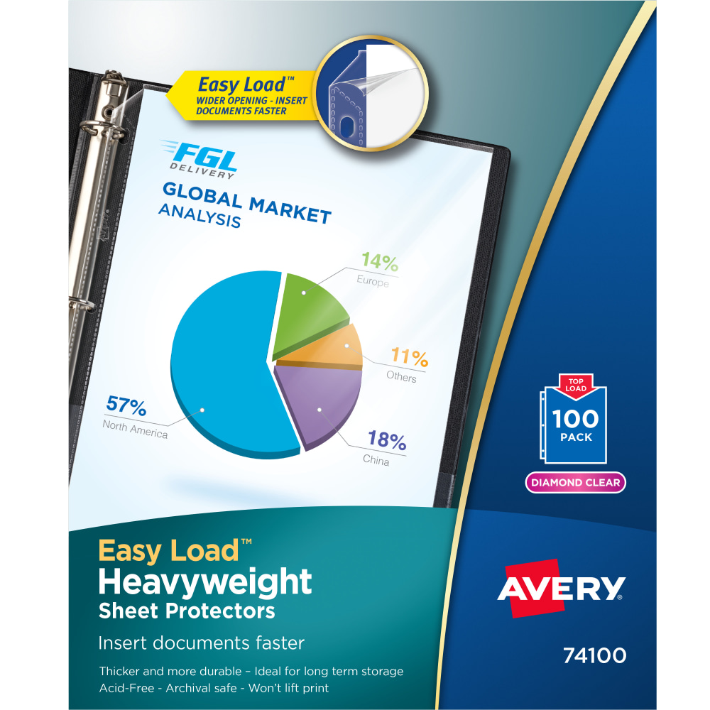 Avery® Heavyweight Sheet Protectors With Easy Load™, 8-1/2"