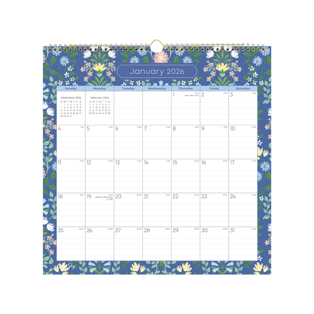 2026 Blue Sky Monthly Wall Calendar, 12” x