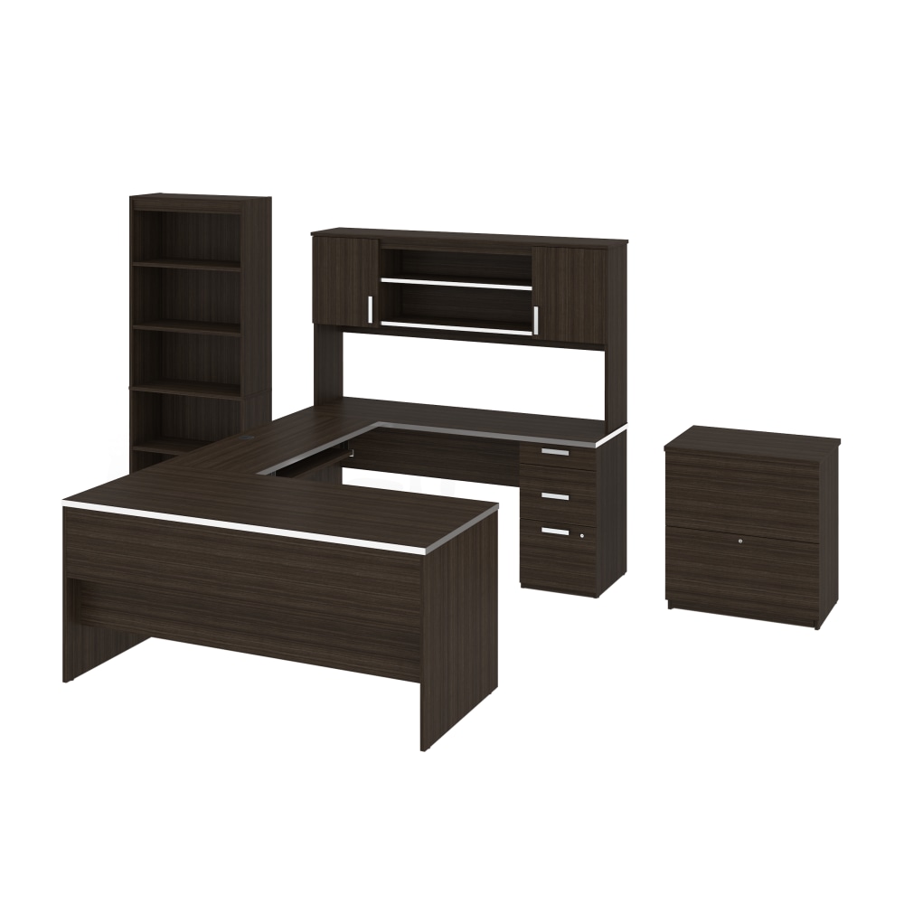 Bestar Ridgeley 65"W U-Shaped Desk With Hutch, Lateral