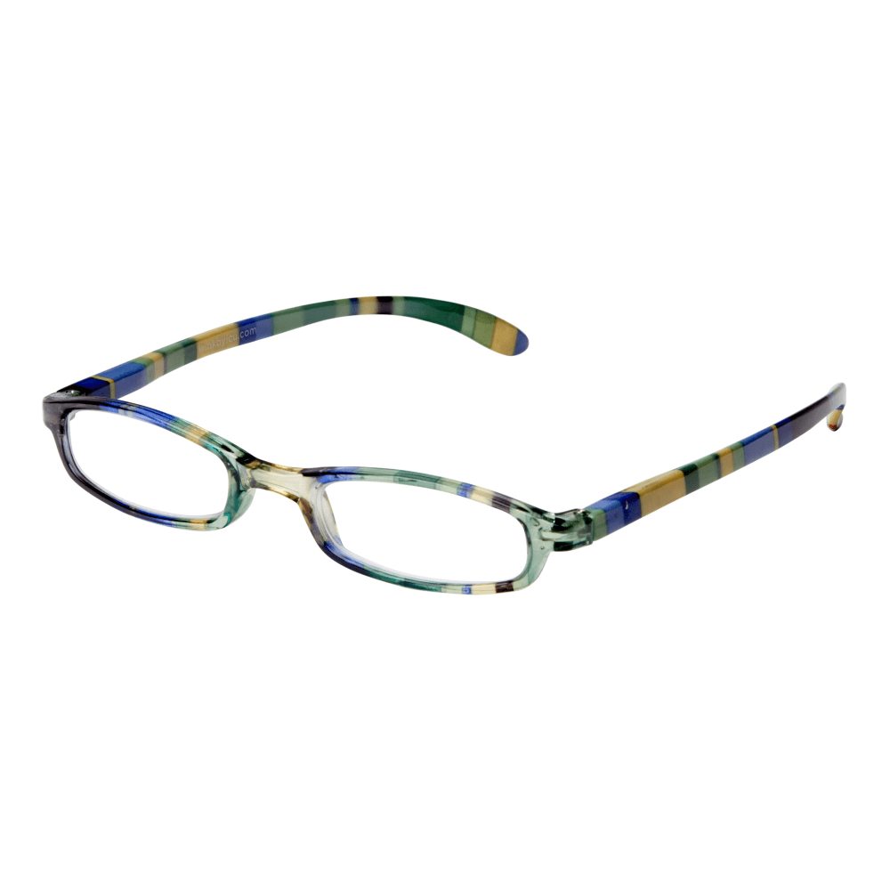 ICU Eyewear Rectangular Striped Reading Glasses, Green, +2.00