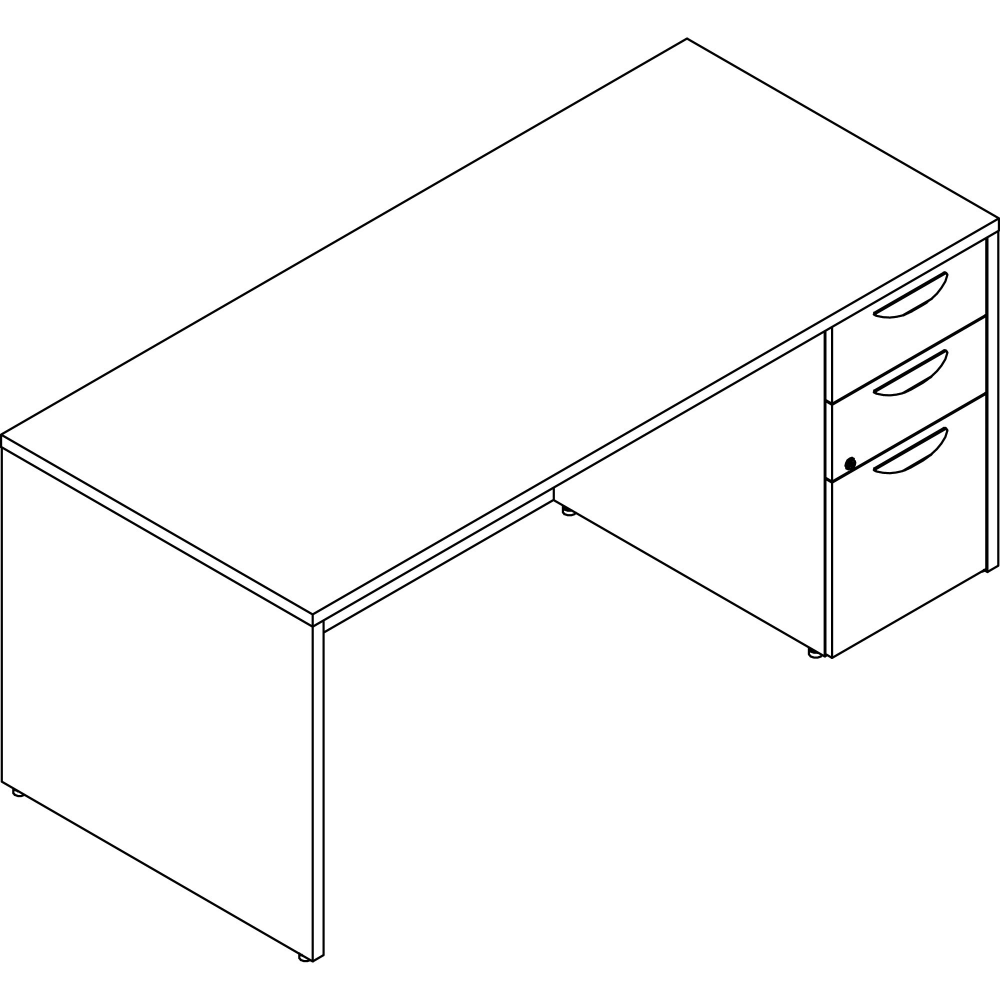 Lorell® Prominence 2.0 66"W Right-Pedestal Computer Desk,