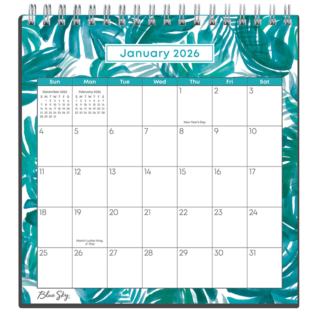 2026 Blue Sky Monthly Desk Calendar With Stand,