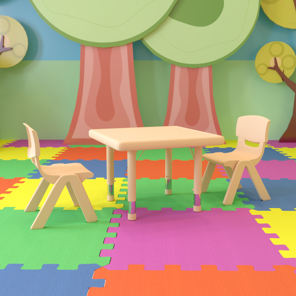 Flash Furniture Square Plastic Height-Adjustable Activity Table