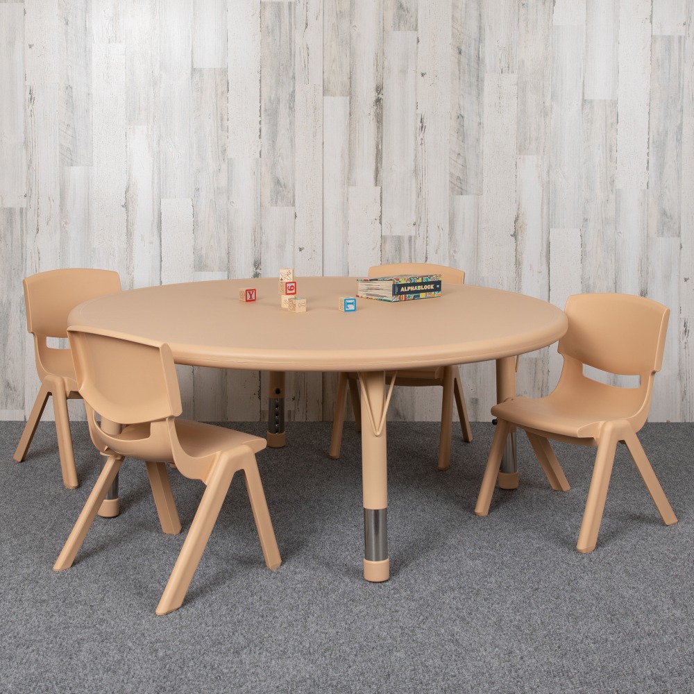 Flash Furniture Round Plastic Height-Adjustable Activity Table