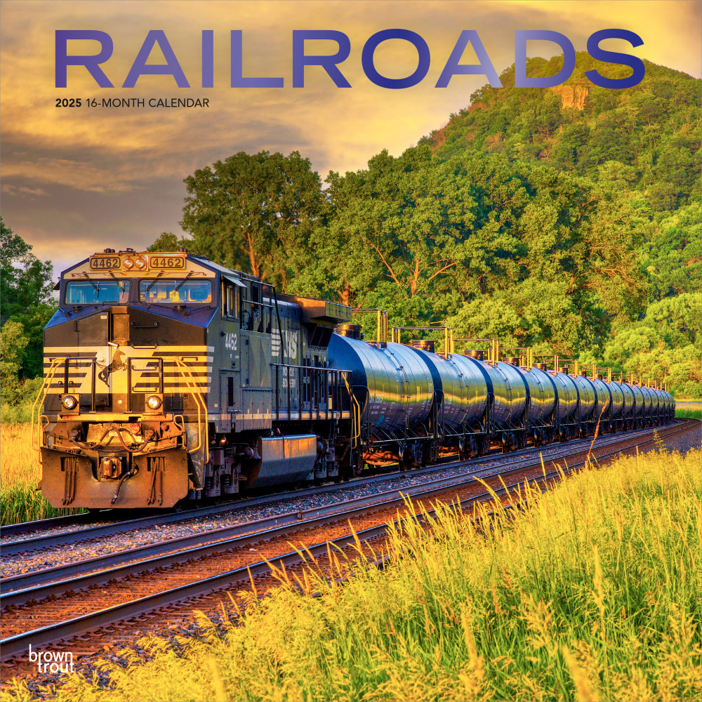 2025 BrownTrout Railroads Monthly Plastic-Free Square Wall