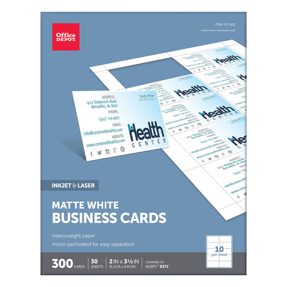 Office Depot® Brand Matte Business Cards, 2" x