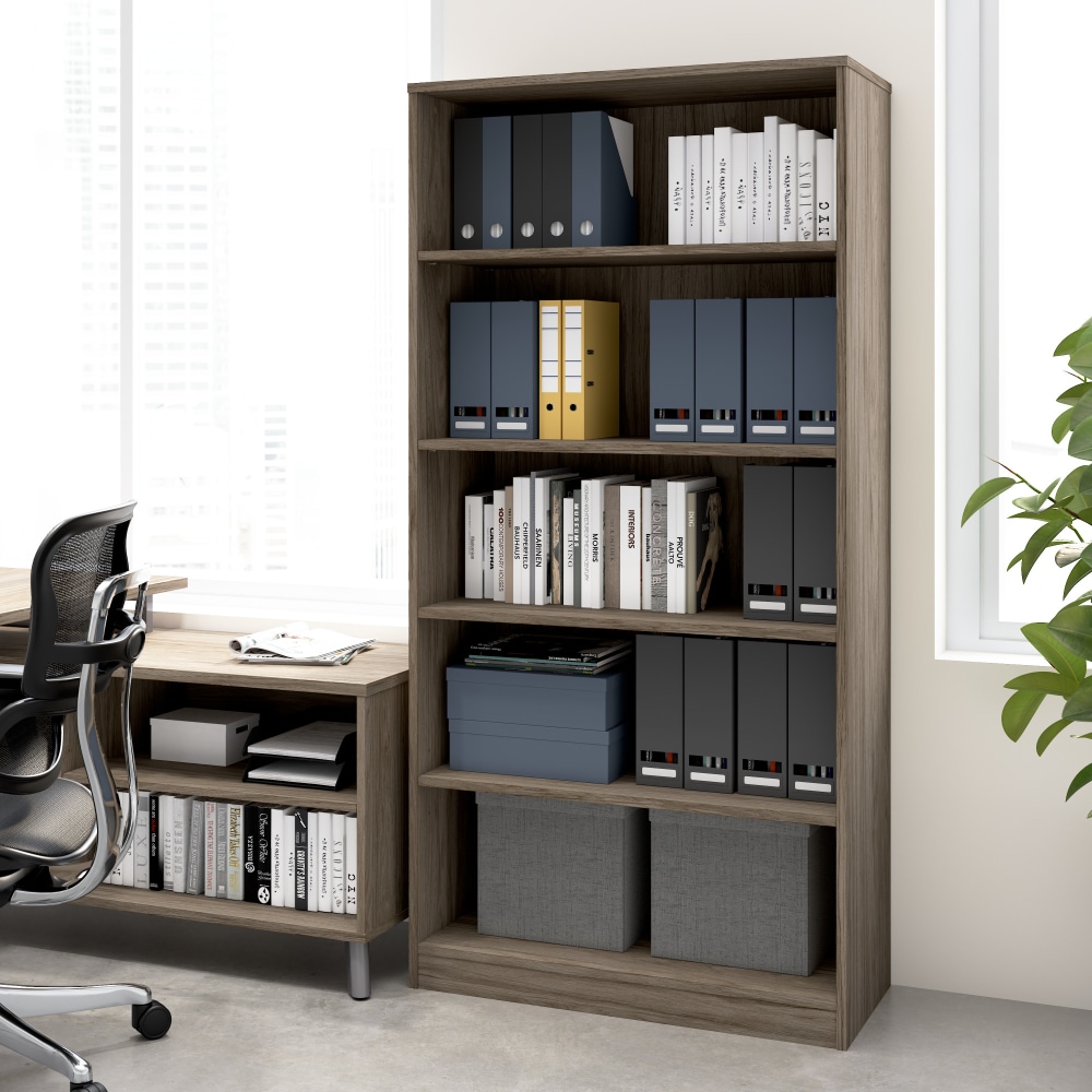 WorkPro® Motiva Tall 71"H 5-Shelf Bookcase, Modern Hickory,