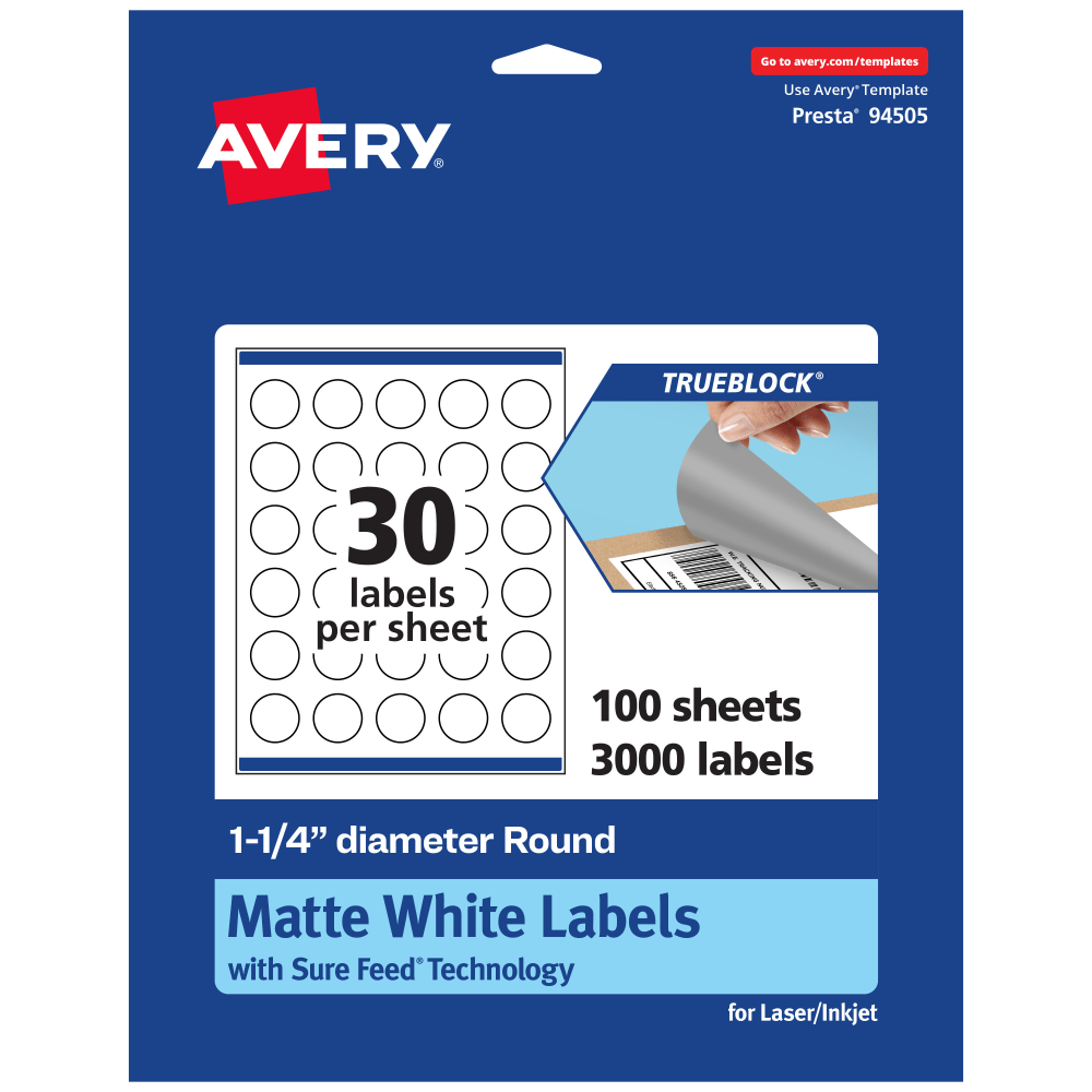 Avery® Print-To-The-Edge TrueBlock® Labels With Sure Feed®,