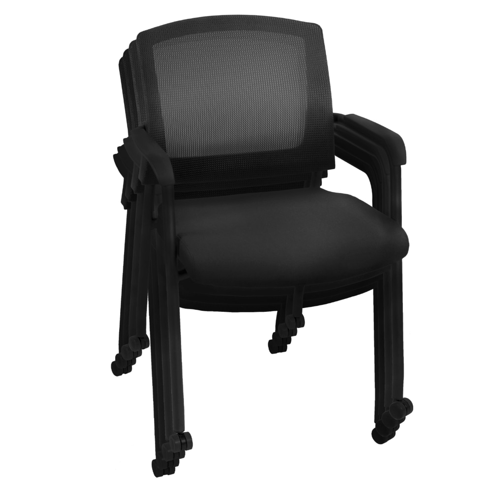 Regency Knight Mesh Stacking Chairs, With Casters, Black,